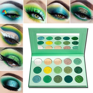 DELANCI Makeup Eyeshadow Palette 15 Color Matte Shimmer Pigmented Glitter Eye Shadow Palette Rainbow Neon Make Up Palette-Green