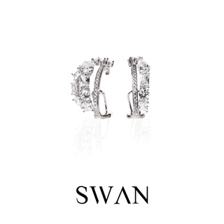 SWAN - Ava Earring ต่างหู โค้งเข้าหู เงินแท้ ฝังเพชรคิวบิกเซอร์โคเนีย cubic zirconia