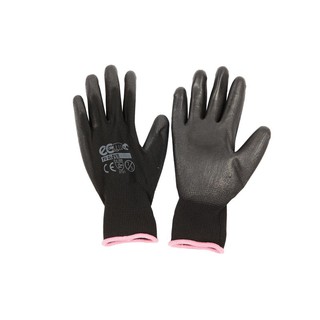 ถุงมือถักเคลือบ S สีดำ อีโค่ PU GLOVE Black Coated S Knit Gloves Eco ECO PU GLOVE