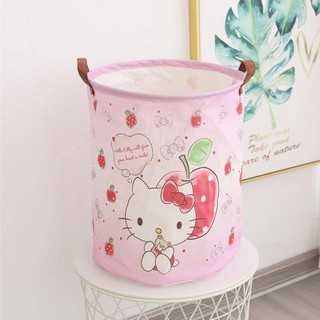 KITTY  PINK  ตระกร้า ตระกร้าผ้า ลาย แบด แบด มารุ พับเก็บได้  KITTY  คิตตี้  pink  ขนาด 40x45 cm  pink งานดี  BY 8118