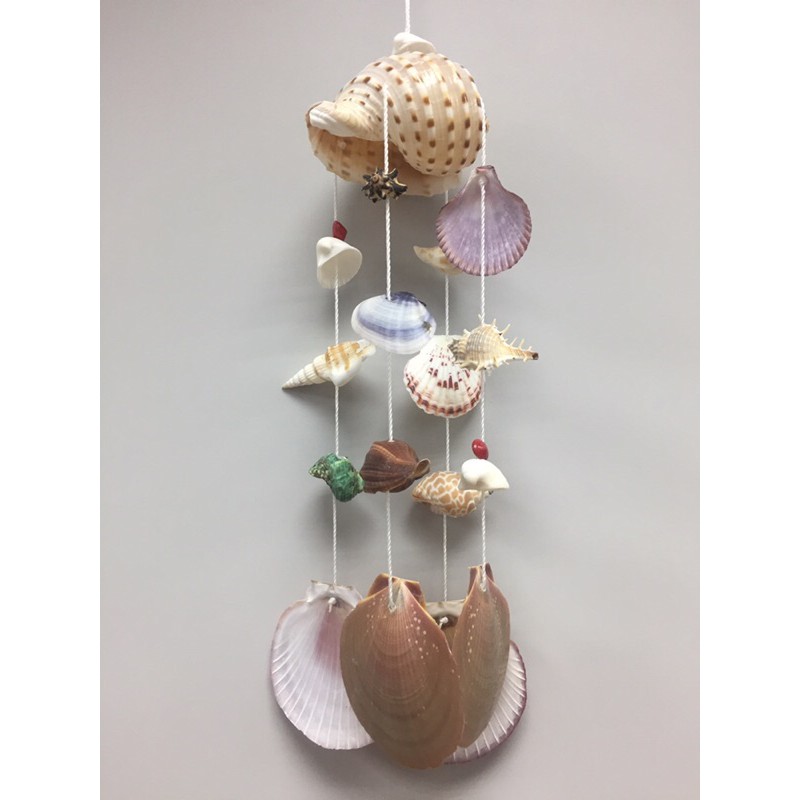 💥สินค้าพร้อมส่ง _โมบายเปลือกหอยแท้ 4 สาย หัวโป่งจุด 💥เปลือกหอยธรรมชาติมีร่องรอยตามธรรมชาติ