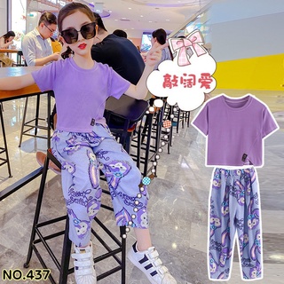 (**พร้อมส่ง**) NO.437 เสื้อม่วง Celnie กางเกงกระต่าย