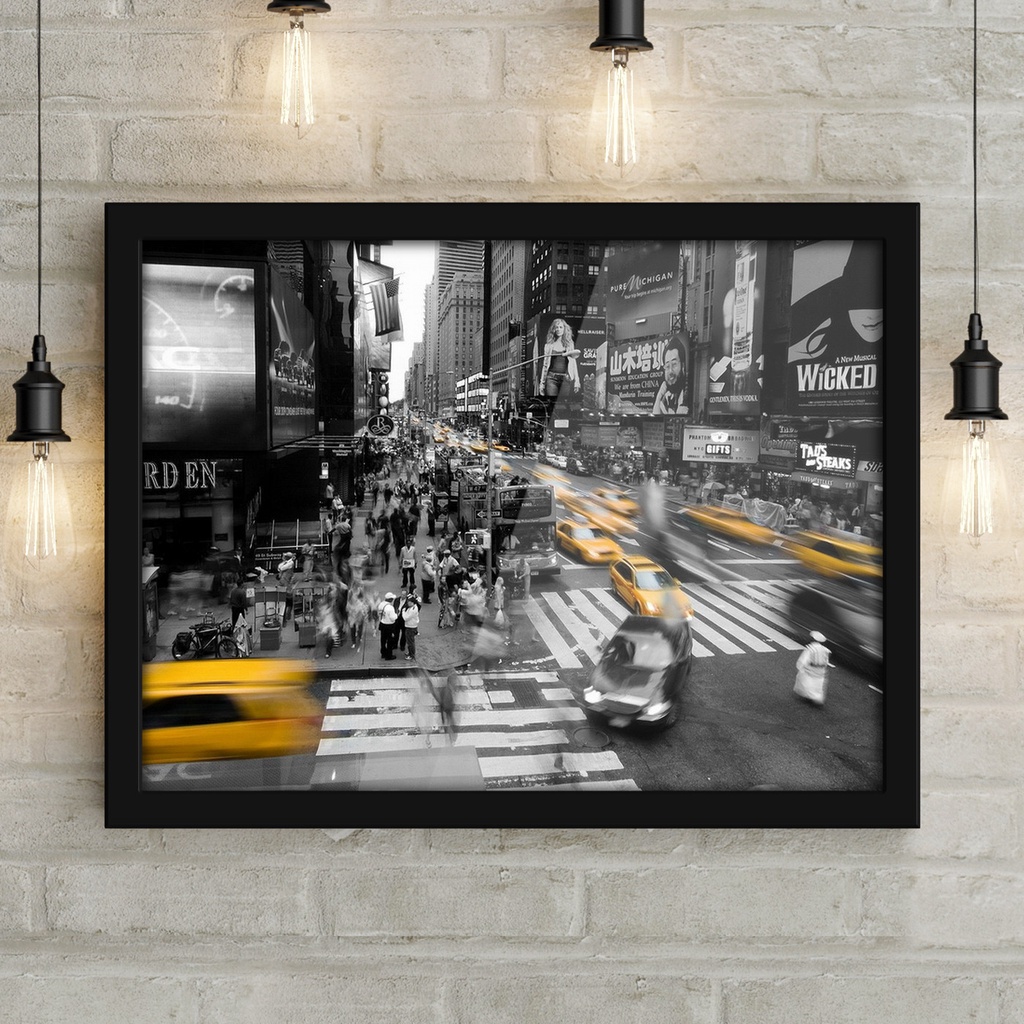 New York - Cabs โปสเตอร์ตกแต่งศิลปะสาดสีสีดําและสีขาว