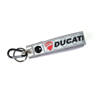 พวงกุญแจ สะท้อนแสง DUCATI  สีเทา ทำจากผ้าปักลาย  DUCATI MOTORCYCLE BIKER RELECTIVE KEYCHAIN