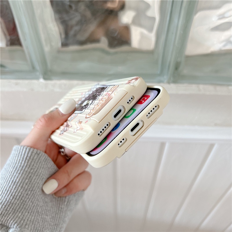 iPhone 13 12 12 pro max 11 promax X XR XS MAX ลายชานม วัสดุ TPU ที่วางสัมภาระ เคสโทรศัพท์ #8
