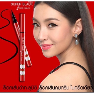 ⚡FLASH SALE⚡♡พร้อมส่ง Mistine Super Black Fixed Liner อายไลเนอร์กันน้ำ เส้นคมชัด ดำสนิท