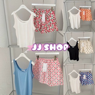 JJ Shop​💜​พร้อมส่ง ชุดนอน เสื้อกล้าม+กางเกงขาสั้น ผ้านิ่มใส่สบาย "DX-SetSY-07" -N