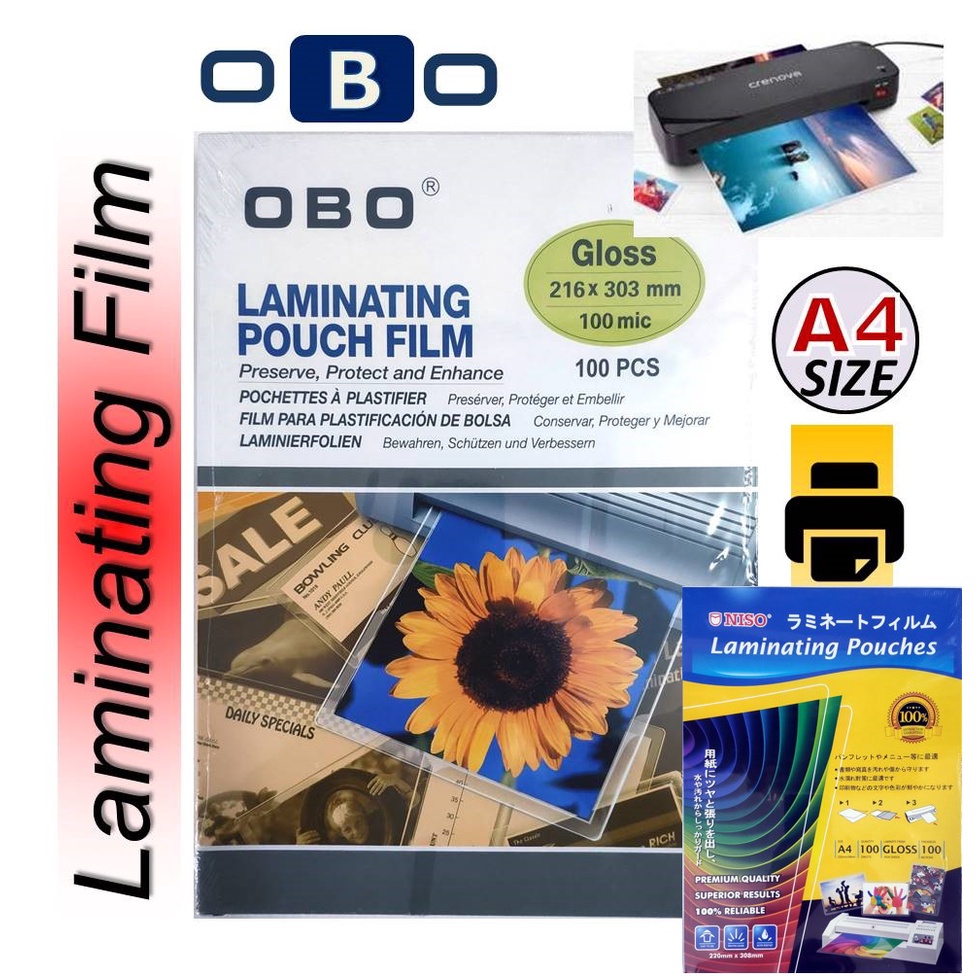 OBO / NISO ฟิล์มเคลือบ A4 กระเป๋า (Filem Lamina)