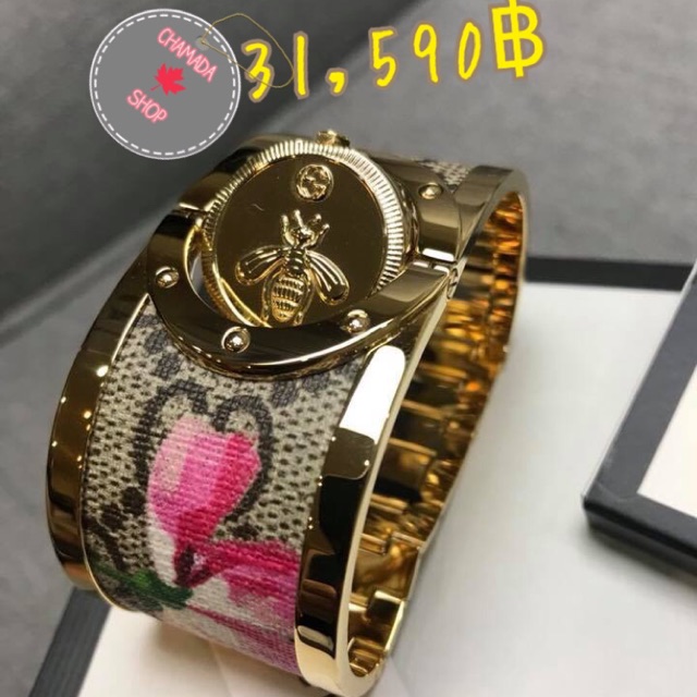 🍃GUCCI TWIRL BLOOM GOLD-TONE AND FLORAL LADIEA WATCH