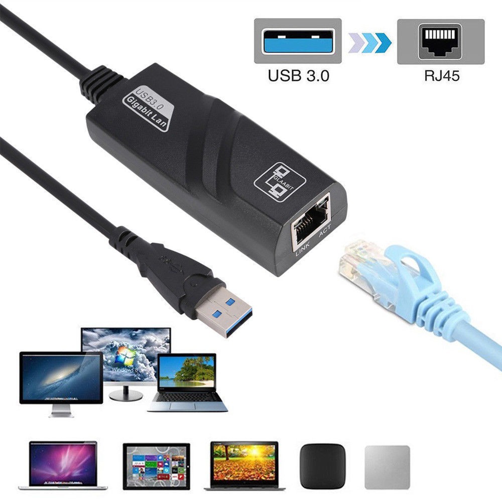 USB LAN 3.0 to RJ45 Gigabit Lan 10/100/1000 Ethernet Adapter แปลง USB3.0 เป็นสายแลน ไดร์เวอร์ในตัว