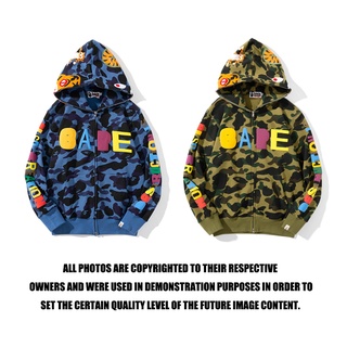 ❤❀ [พร้อมส่ง] ❤ Bape X พร้อมส่ง เสื้อคาร์ดิแกนแขนยาว มีฮู้ด ผ้าฝ้าย พิมพ์ลายพรางหัวเสือ แฟชั่นคู่รัก