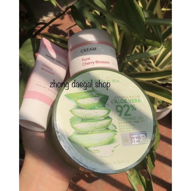 ราคาเดิม Nature Republic AloeVera Gel 92% Cherry Blossom Cream and HandCream