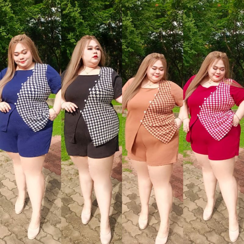 รหัส N85 ชุดเซ็ตคอเหลี่ยมแต่งกระดุม ชุดไปเที่ยว