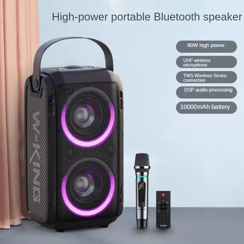 SDD W-king T9 Bluetooth Speaker ลำโพงบลูทูธเสียงทรงพลัง แถมฟรีไมค์ไร้สาย