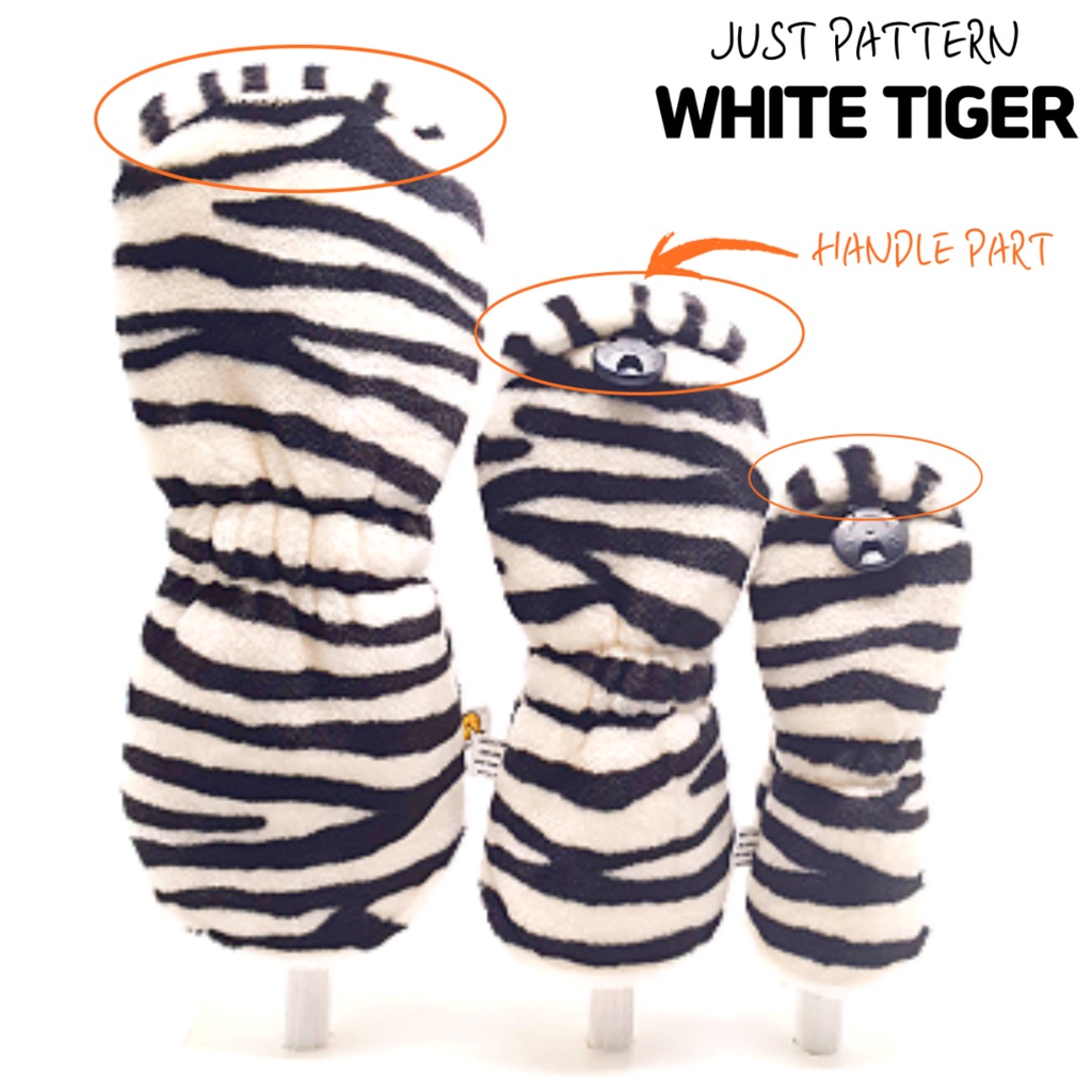 [WICO&Golf] Golf Club Head Cover White Tiger Simple Pattern / Golf Headcover Fits Standard 460cc Driver Head