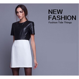 Mirror Dress ชุดเดรส Leather Like Stitching