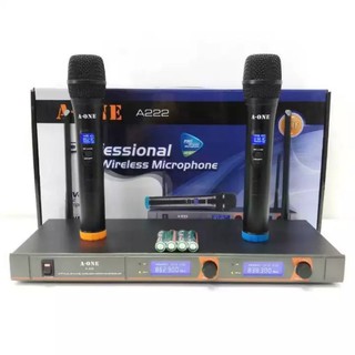 ไมโครโฟนไร้สาย/ไมค์ลอยคู่ UHF ประชุม ร้องเพลง พูด WIRELESS Microphone รุ่น A-ONE A-222