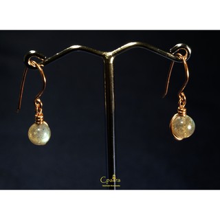 925 Sterling Silver Earrings ต่างหู เงินแท้ 925 เคลือบด้วยทองโรสโกลด์ Labradorite stone 6 mm