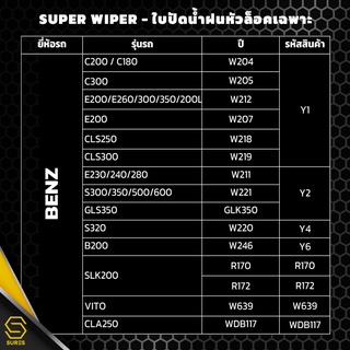 ใบปัดน้ำฝนหน้า (หัวล็อคเฉพาะ) - SUPER WIPER frameless