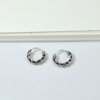 12mmSilver Chain Hoop Earringsต่างหูเงินแท้ 92.5% / ต่างหูห่วง ต่างหูบาหลี ต่างหูเกี่ยว เงินแท้ (ราคาต่อ 1 คู่)