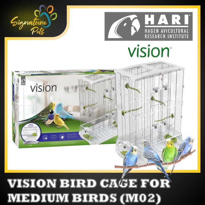 Vision Bird Cage สําหรับนกขนาดกลาง (M02) 83255 - ลวดเล็ก - สูงสองเท่า - 62.5 x 39.5 x 87 ซม. / กรงนก