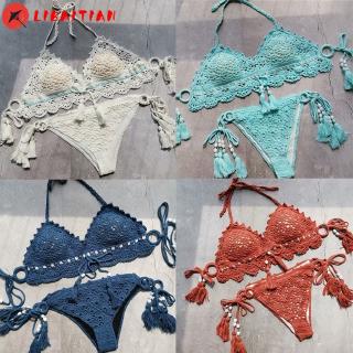 Libaitian-*--*-Women Sexy Swimwear Hand knitted Suit Hollowed Hook Bandage Beachwear