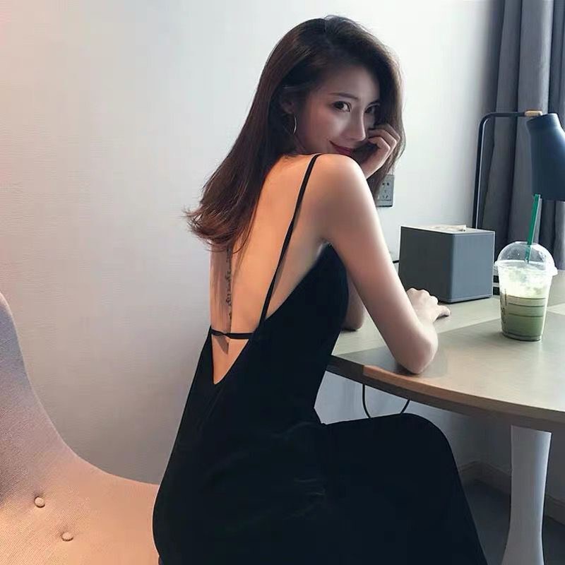 พร้อมส่ง เดรสยาว เดรสสายเดี่ยว เดรสสีดำ แต่งซีทรูตรงเอว สวยมาก ใส่ไปงานปังสุดๆ