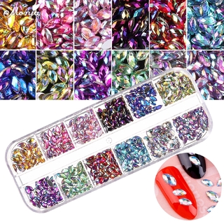  เครื่องประดับอัญมณีคริสตัล Rhinestone Ab รูปทรงม้าหลากสีศิลปะสําหรับตกแต่งเล็บ