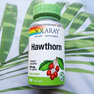 สมุนไพร ฮอว์ธอร์น Hawthorn Berry 525 mg 100 VegCaps (Solaray®)