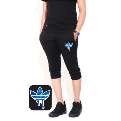 Nomieshop กางเกงจ็อกเกอร์ผู้ชาย& 39;s 7/8 มีโลโก้ AD DIGITAL PRINTING วัสดุผ้าฟลีซเนื้อนุ่ม