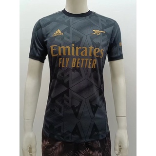 เสื้อกีฬาแขนสั้น ลายทีมชาติฟุตบอล Arsenal Away สีดํา สําหรับผู้ชาย 2022-2023