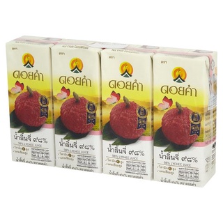 🔥ยอดนิยม!! ดอยคำ น้ำลิ้นจี่ 98% 200มล. x 4 กล่อง Doi Kham 98% Lychee Juice 200ml x 4pcs