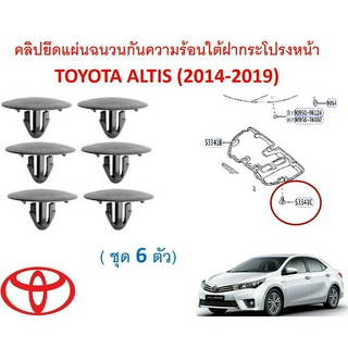 SKU-A671(ชุด 6 ตัว) คลิปยึดแผ่นฉนวนกันความร้อนใต้ฝากระโปรงหน้า TOYOTA ALTIS (2014-2019)