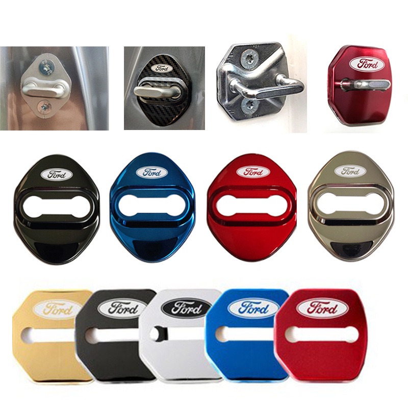 4 ชิ้น ฟอร์ด อุปกรณ์ล็อคประตูรถยนต์สแตนเลส /4Pcs Ford Car Door Lock Cover Case Stainless Steel EVEREST FOCUS FIESTA Ecpsport Ranger