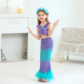 KIDSZONE ชุดเจ้าหญิงAriel ชุดราตรีเด็ก ชุดเด็กผู้หญิง ชุดกระโปรงเงือกน้อยแสนสวย แฟชั่น รุ่น D75