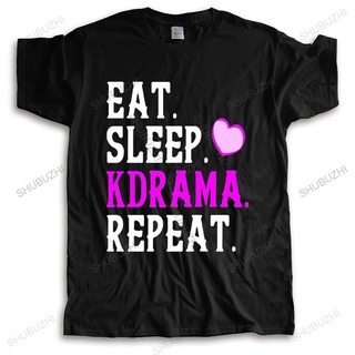 เสื้อยืดผ้าฝ้ายพรีเมี่ยม เสื้อยืด ผ้าฝ้าย พิมพ์ลาย EAT SLEEP KDRAMA REPEAT แฟชั่นฤดูร้อน สําหรับผู้ชาย