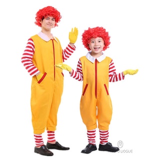 เครื่องแต่งกายคอสเพลย์ รูปตัวตลก M Kee McDonalds Uncle McDonalds สีเหลือง สําหรับผู้ใหญ่ และเด็ก 5 ชิ้น