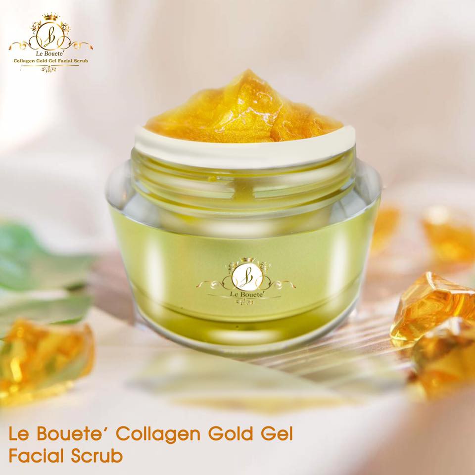 สครับทองคำคอลลาเจน เพื่อผิวกระจ่างใสอย่างเป็นธรรมชาติ (Lebouete Gold Gel Facial Scrub)