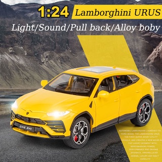 1/24 Lamborghini Urus diecast car chezhi โมเดลรถยนต์ โลหะผสมสังกะสี Suvs ของเล่นสําหรับเด็กอายุ 3 ปีขึ้นไป มีเสียง และเสียง ของขวัญวันเกิด ของเล่นสําหรับเด็ก