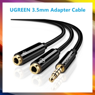 UGREEN 3.5mm Audio Adapter Cable Sound&amp;Microphone Jack อะแดปเตอร์สายเคเบิ้ล 3.5 มม . Two To One , Speaker และไมโครโฟนสายต่อหูฟัง