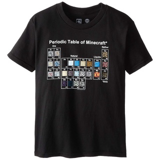 [100% Cotton] เสื้อยืดลําลอง ผ้าฝ้าย 100% แขนสั้น พิมพ์ลาย Minecraft  Periodic Table คุณภาพสูง สีดํา พลัสไซซ์ XS-3XL ขอ