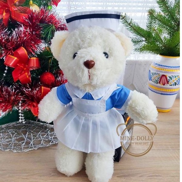 ฟรี!ติดชื่อ ตุ๊กตาพยาบาลTeddy​ bear​ nurse gift​ นักเรียนพยาบาล ของขวัญรับหมวก​ ขนาด 12 นิ้ว/16นิ้ว/26นิ้ว  พร้อมจัดส่ง ราคา ถูกที่สุด ดีลบีเคเค แกลเลอรีภาพที่ 5
