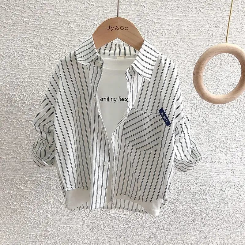 เสื้อเชิ้ตแขนยาว ลายสก๊อต แฟชั่นฤดูใบไม้ผลิ และฤดูร้อน สําหรับเด็กผู้ชาย 2021