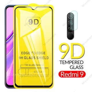 กระจกนิรภัยกันรอยหน้าจอ 2 In 1 9 D + ฟิล์มกล้อง Hd สําหรับ Xiaomi Redmi 9 8 A Note 8 Pro