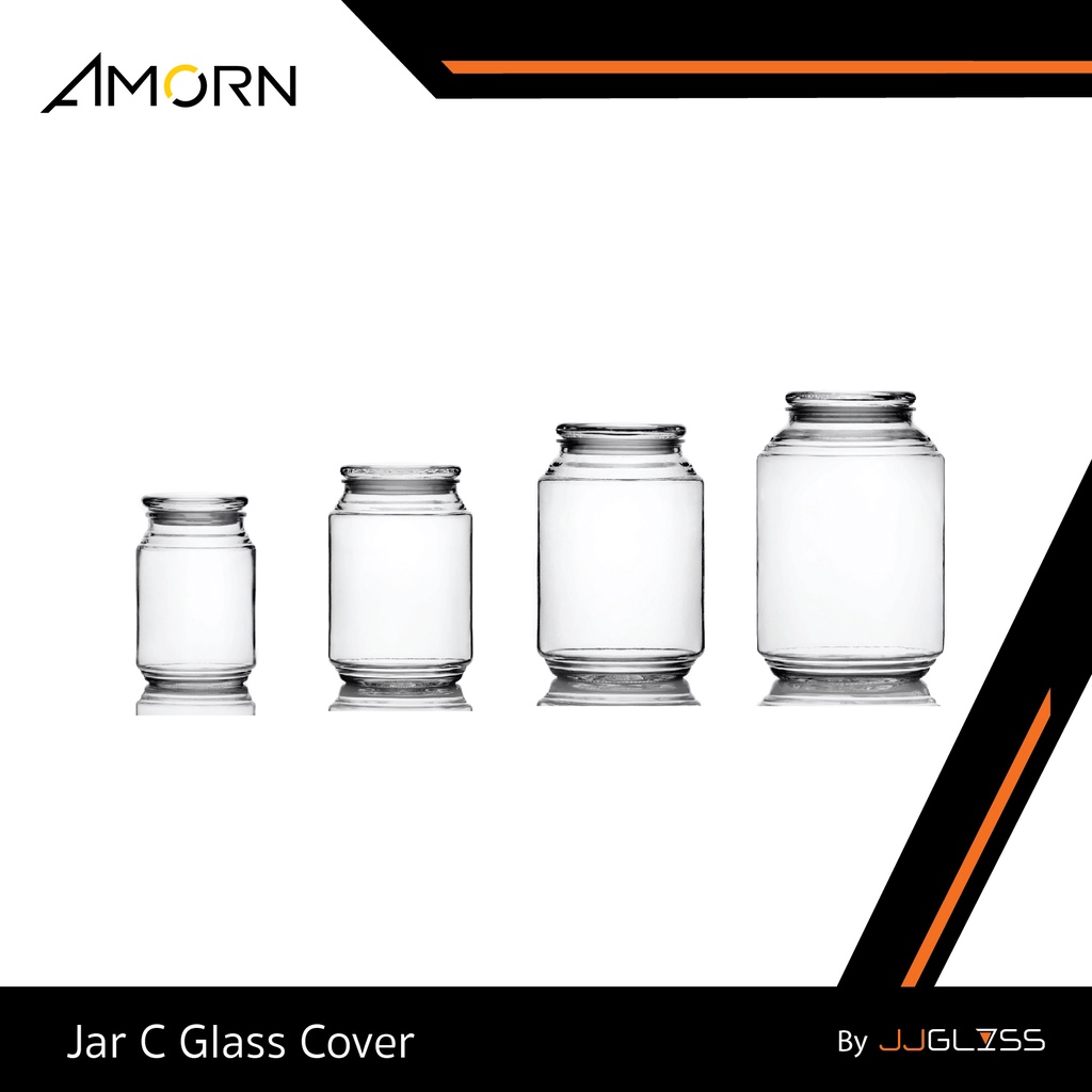 JJGLASS-(AMORN) Jar C Glass Cover - โหลแก้ว เนื้อใส พร้อมฝาแก้วสูญญากาศ ไม่แนะนำให้ใส่หรือลวกน้ำร้อน