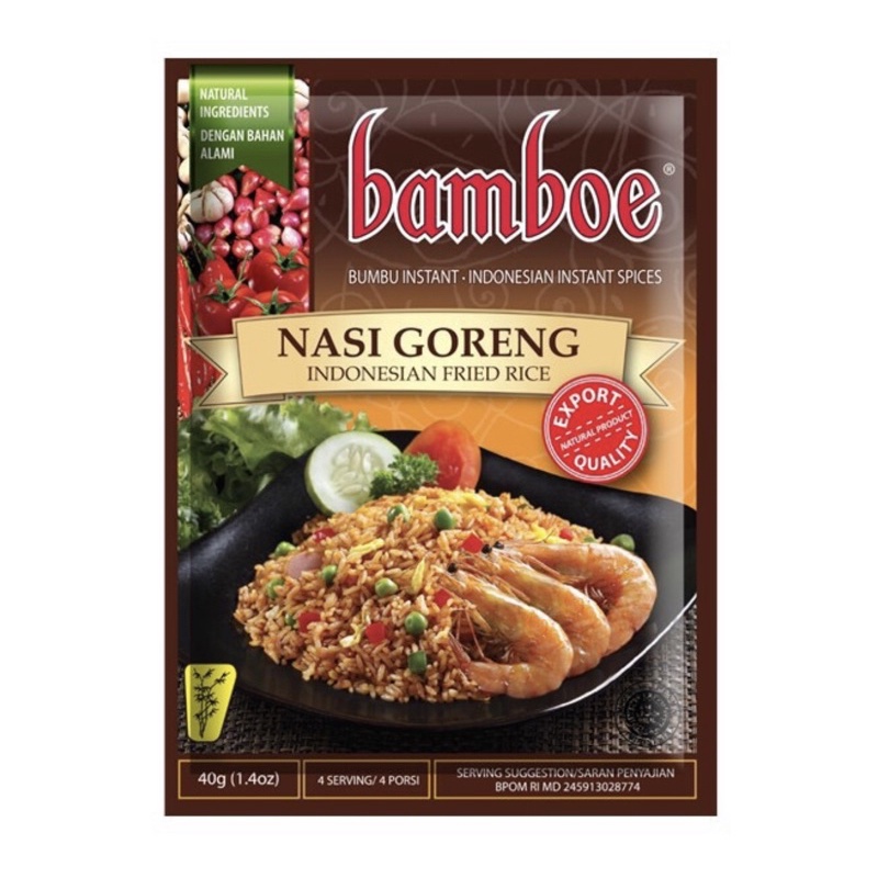 Indonesia Bamboe Bumbu Instant Nasi Goreng Indonesian Fried Rice Spices, 40 Gram