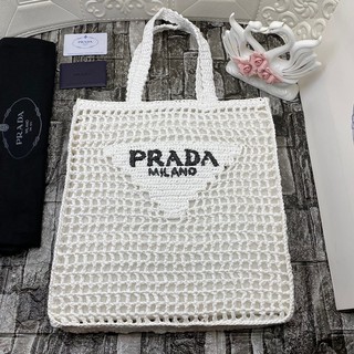 Prada Raffia tote bag Grade vip Size 34*38  อปก. ถุงผ้า การ์ด