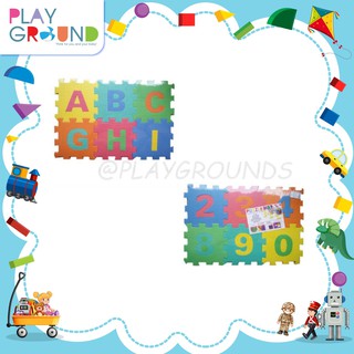 Playground จิ๊กซอว์โฟมจิ๋ว ฝึกทักษะภาษา ABC + ตัวเลข  36 แผ่น  ขนาด 16x16 cm