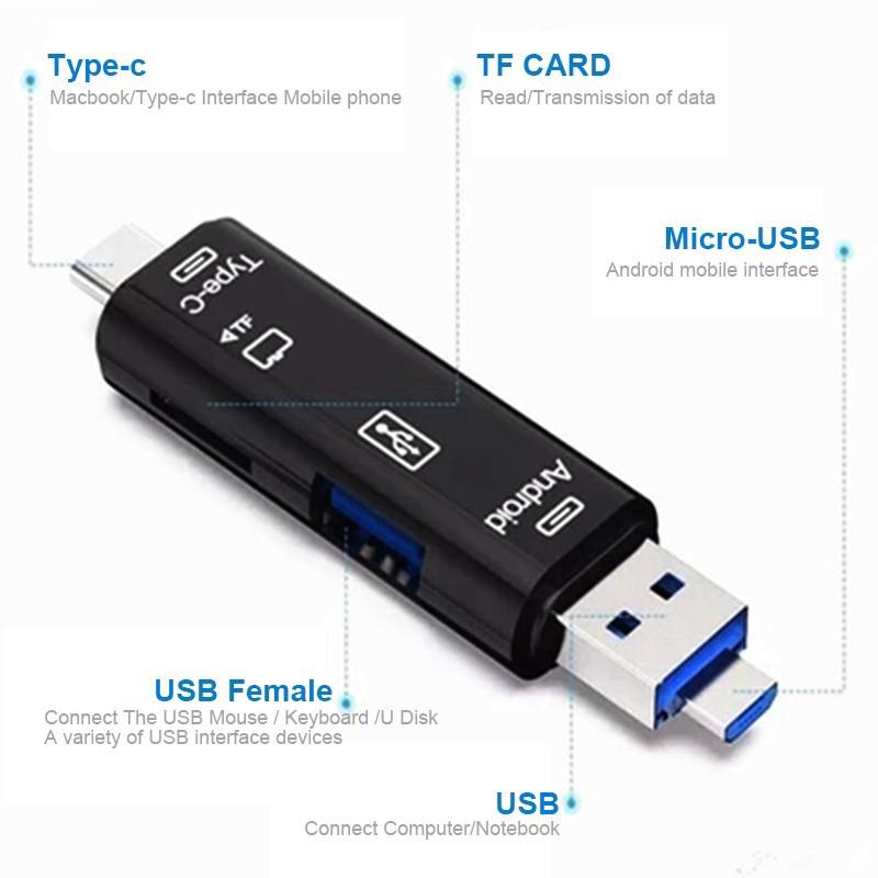 แฟลชไดรฟ์เครื่องอ่านการ์ด Mulit Type - C Otg Usb 2 . 0