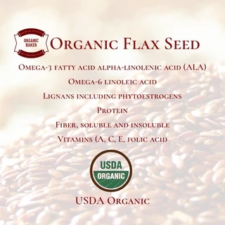 เมล็ดแฟลกซ์ ออร์แกนิค / Organic Flaxseed / Flax Seed สีน้ำตาล คีโตทานได้ KETO น้ำหนัก 200 กรัม 500 กรัม และ 1 กิโลกรัม